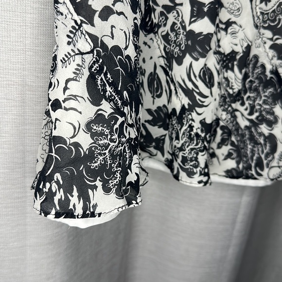 VINTAGE DRAMA SAMURAI GRAPHIC PRINT CHIFFON SKIRT - Picture 5 of 9